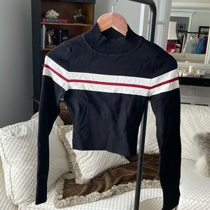 Superdown striped cropped black long sleeve